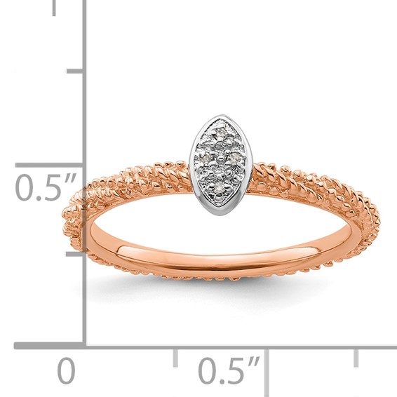 Sterling Silver Diamond Stackable Expressions Rose Gold Plated Ring