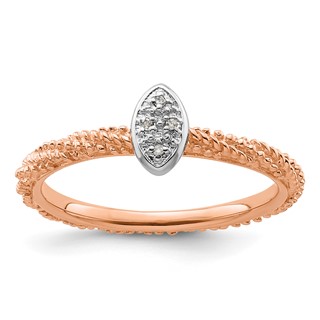 Sterling Silver Diamond Stackable Expressions Rose Gold Plated Ring
