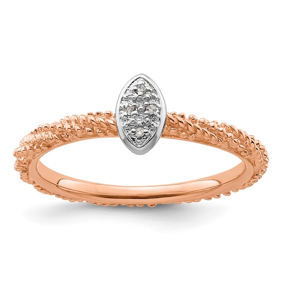 Sterling Silver Diamond Stackable Expressions Rose Gold Plated Ring