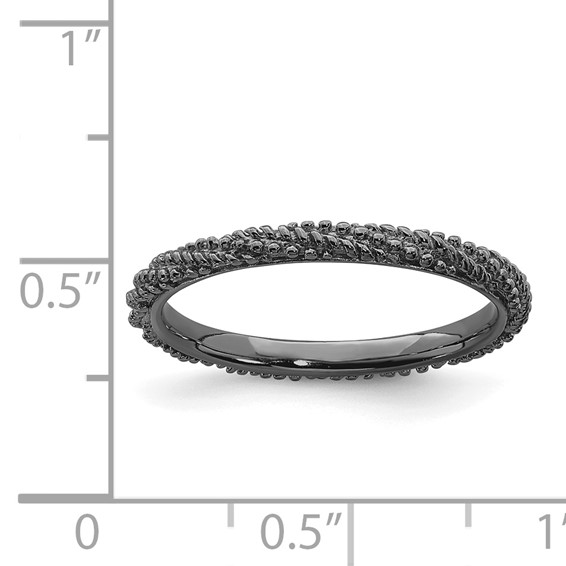 Sterling Silver Stackable Expressions Polished Ruthenium Plated Ring