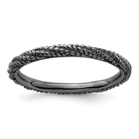 Sterling Silver Stackable Expressions Polished Ruthenium Plated Ring