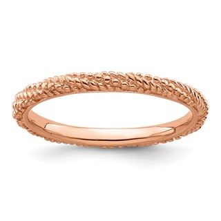 Sterling Silver Stackable Expressions Polished Rose Gold-plated Ring