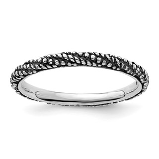 Sterling Silver Stackable Expressions Polished Antiqued Ring