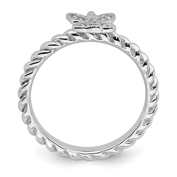 Sterling Silver Stackable Expressions Polished Diamond Angel Ring
