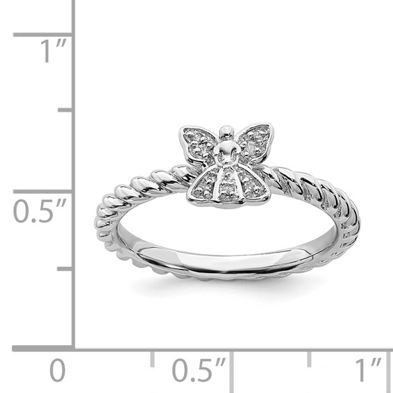 Sterling Silver Stackable Expressions Polished Diamond Angel Ring