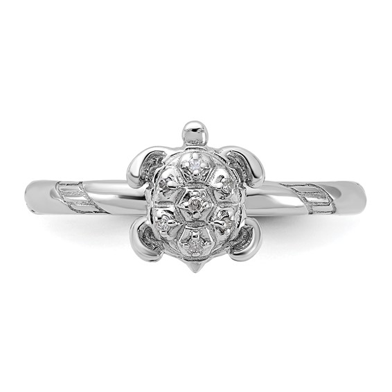 Sterling Silver Stackable Expressions Diamond Turtle Ring