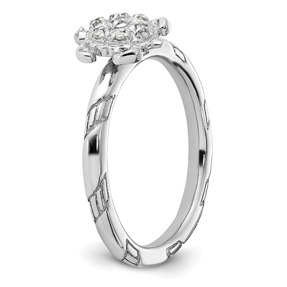 Sterling Silver Stackable Expressions Diamond Turtle Ring