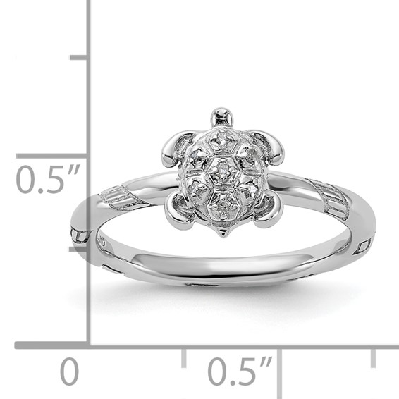 Sterling Silver Stackable Expressions Diamond Turtle Ring