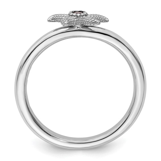 Sterling Silver Stackable Expressions Gemstone Starfish Rings
