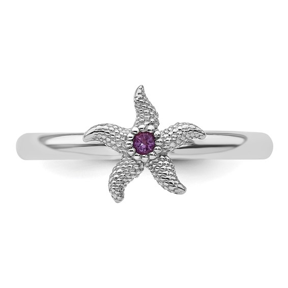 Sterling Silver Stackable Expressions Gemstone Starfish Rings