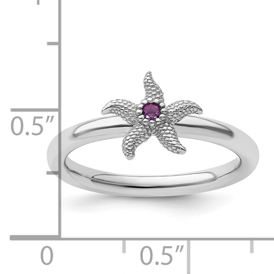 Sterling Silver Stackable Expressions Gemstone Starfish Rings