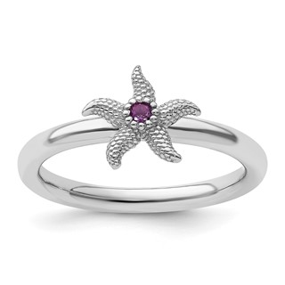 Sterling Silver Stackable Expressions Gemstone Starfish Rings