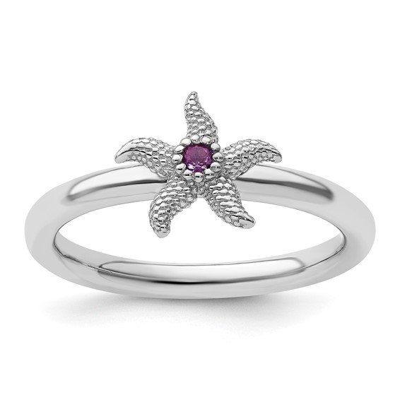 Sterling Silver Stackable Expressions Gemstone Starfish Rings