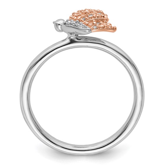 Sterling Silver/Rose Gold-plated Stackable Expressions Diam. Butterfly Ring