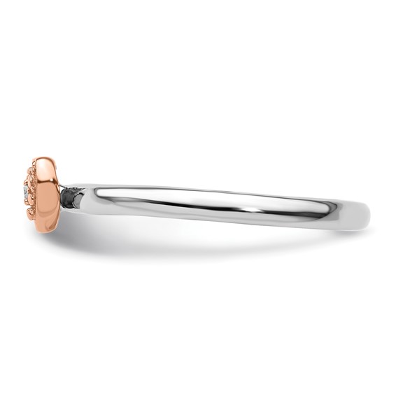 Sterling Silver/Rose Gold-plated Stackable Expressions Diamond Heart Ring