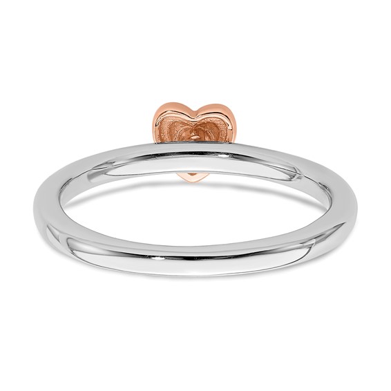 Sterling Silver/Rose Gold-plated Stackable Expressions Diamond Heart Ring