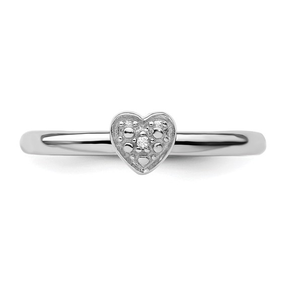 Sterling Silver Stackable Expressions Polished Diamond Heart Ring