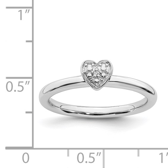 Sterling Silver Stackable Expressions Polished Diamond Heart Ring