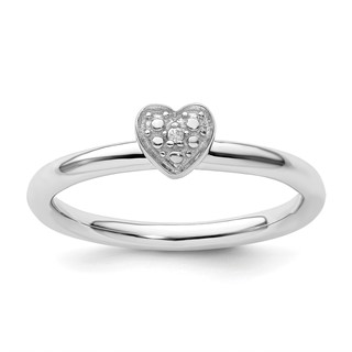 Sterling Silver Stackable Expressions Polished Diamond Heart Ring