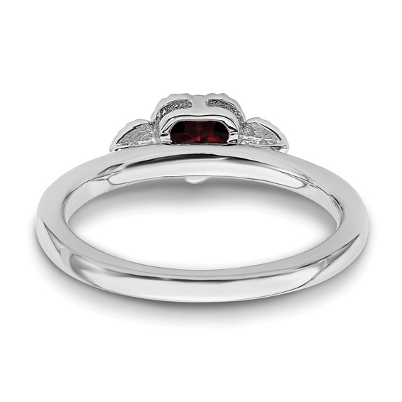 Sterling Silver Stackable Expressions Garnet & Diamond Hearts Ring
