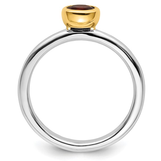 Sterling Silver Stackable Expressions w/Gold-plated Gemstone Rings