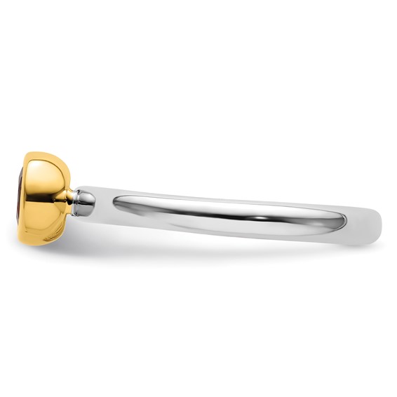 Sterling Silver Stackable Expressions w/Gold-plated Gemstone Rings