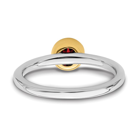 Sterling Silver Stackable Expressions w/Gold-plated Gemstone Rings