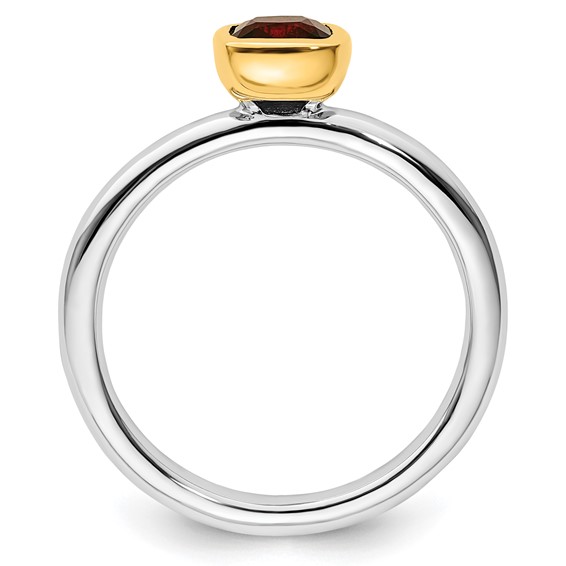 Sterling Silver Stackable Expression Gold-Plated Gemstone Rings