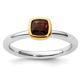 Sterling Silver Stackable Expression Gold-Plated Gemstone Rings