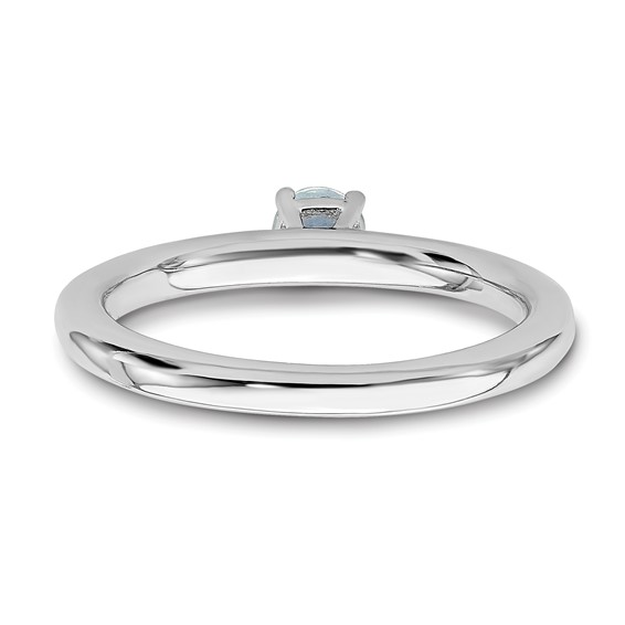 Sterling Silver Stackable Expressions Rhodium Aquamarine Ring