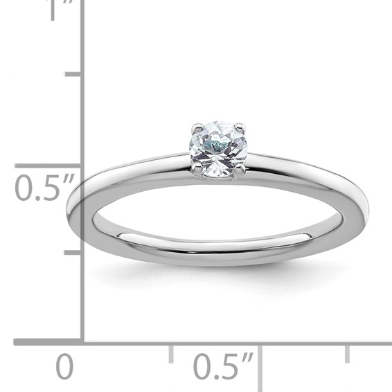 Sterling Silver Stackable Expressions Rhodium Aquamarine Ring