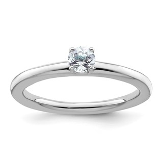 Sterling Silver Stackable Expressions Rhodium Aquamarine Ring