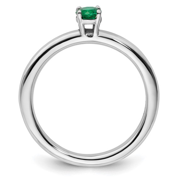 Sterling Silver Stackable Expressions Rhodium Cr. Emerald Ring
