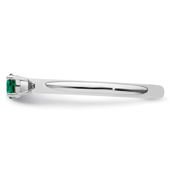 Sterling Silver Stackable Expressions Rhodium Cr. Emerald Ring