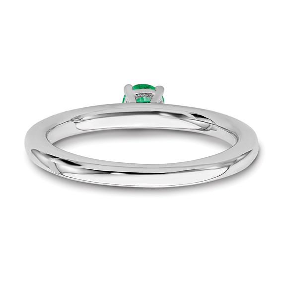 Sterling Silver Stackable Expressions Rhodium Cr. Emerald Ring