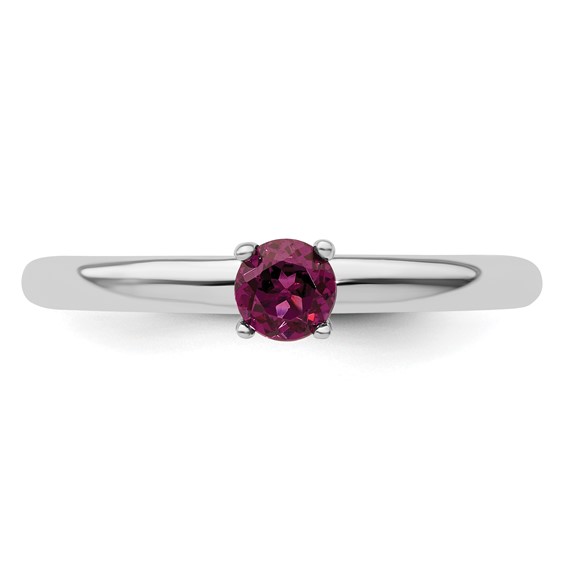 Sterling Silver Stackable Expressions Rhodium Rhodolite Garnet Ring