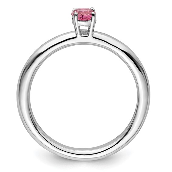 Sterling Silver Stackable Expressions Rhodium Pink Tourmaline Ring