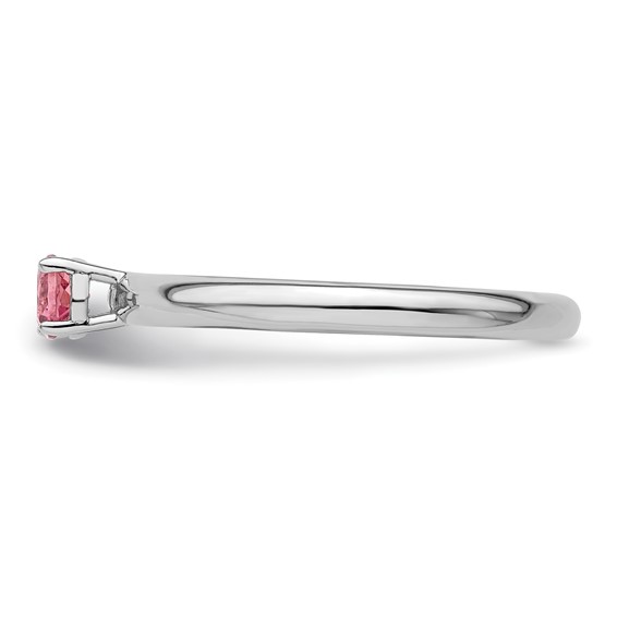 Sterling Silver Stackable Expressions Rhodium Pink Tourmaline Ring