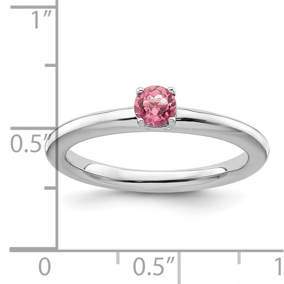 Sterling Silver Stackable Expressions Rhodium Pink Tourmaline Ring