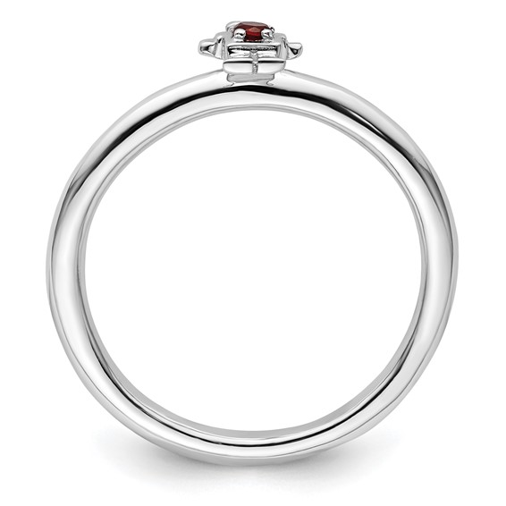 Sterling Silver Stackable Expressions Rhodium Garnet Boy Ring