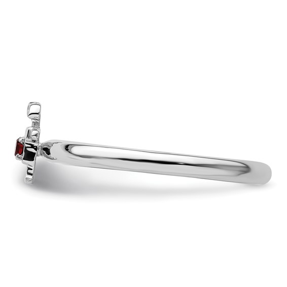 Sterling Silver Stackable Expressions Rhodium Garnet Boy Ring