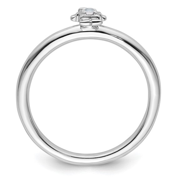 Sterling Silver Stackable Expressions Rhodium Aquamarine Boy Ring