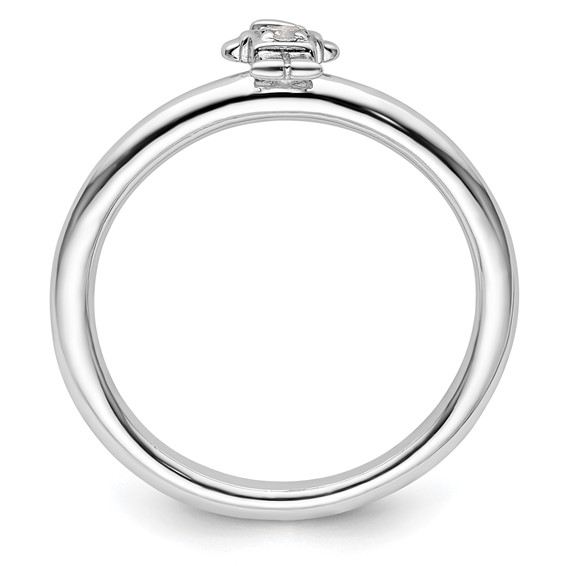 Sterling Silver Stackable Expressions Rhodium White Topaz Boy Ring