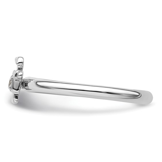 Sterling Silver Stackable Expressions Rhodium White Topaz Boy Ring