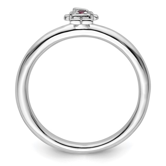 Sterling Silver Stackable Expressions Rhodium Rhodolite Garnet Boy Ring