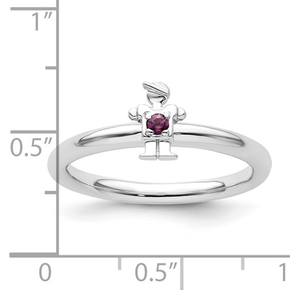 Sterling Silver Stackable Expressions Rhodium Rhodolite Garnet Boy Ring