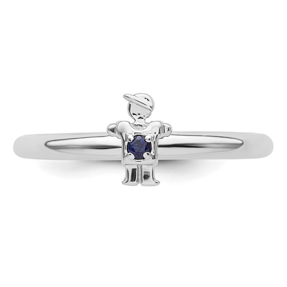 Sterling Silver Stackable Expressions Rhodium Cr. Sapp Boy Ring