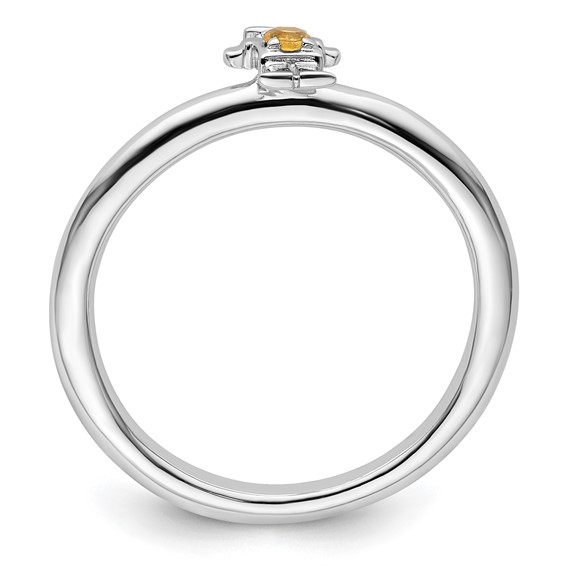 Sterling Silver Stackable Expressions Rhodium Citrine Boy Ring