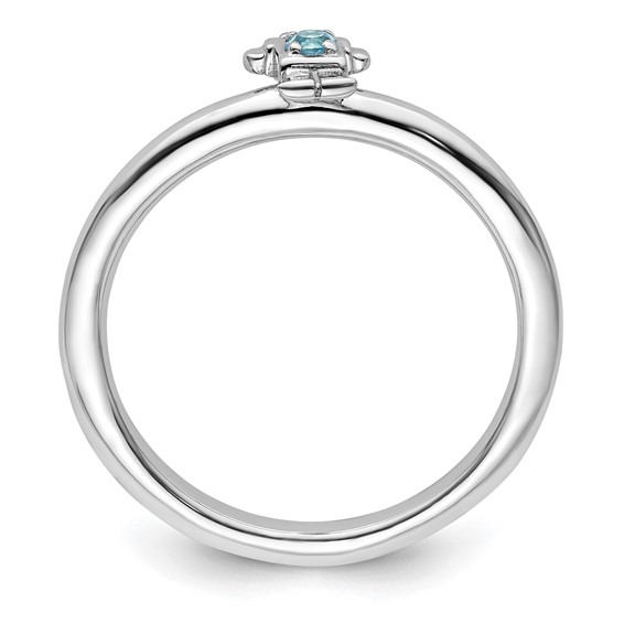 Sterling Silver Stackable Expressions Rhodium Blue Topaz Boy Ring