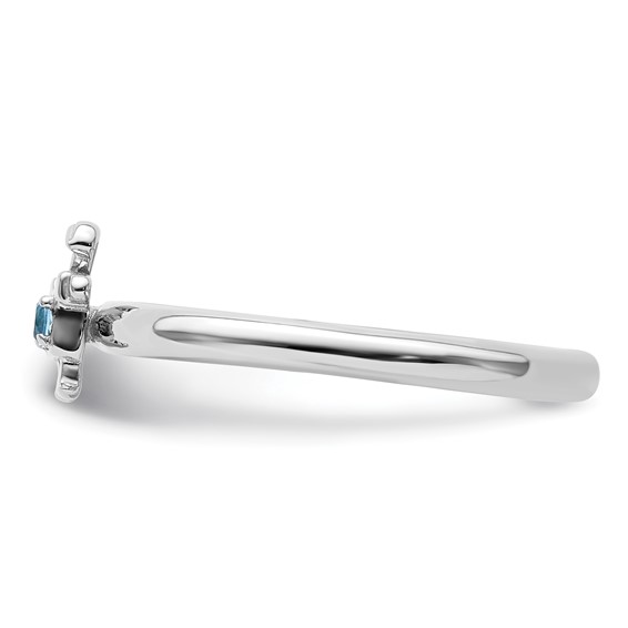 Sterling Silver Stackable Expressions Rhodium Blue Topaz Boy Ring